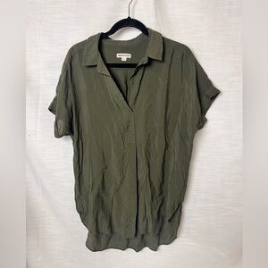 Whistles Olive Green Short Sleeve Blouse Lightweight